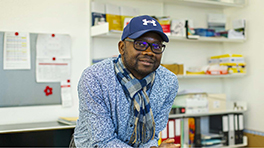 Researcher at his office