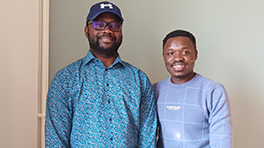 Men researchers at podcast interview