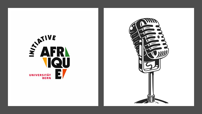 logo Initiative Afrique podcast with vintage microphone